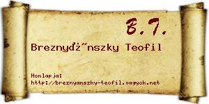 Breznyánszky Teofil névjegykártya